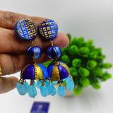 LIGHT AND DARK BLUE HANDMADE JHUMKI