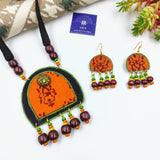 ORANGE  FABRIC JEWELLERY WITH TERRACOTTA