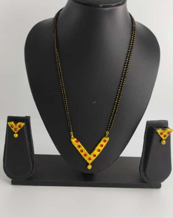 V Shape Handmade Terracotta Mangalsutra