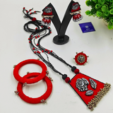 MAROON HANDMADE TERRACOTTA FABRIC FULL SET