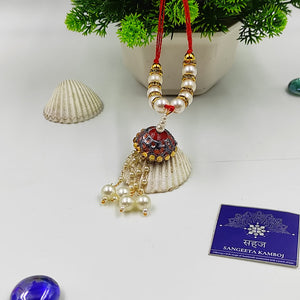 HANDMADE TERRACOTTA PEARL SILVER BHABHI RAKHI