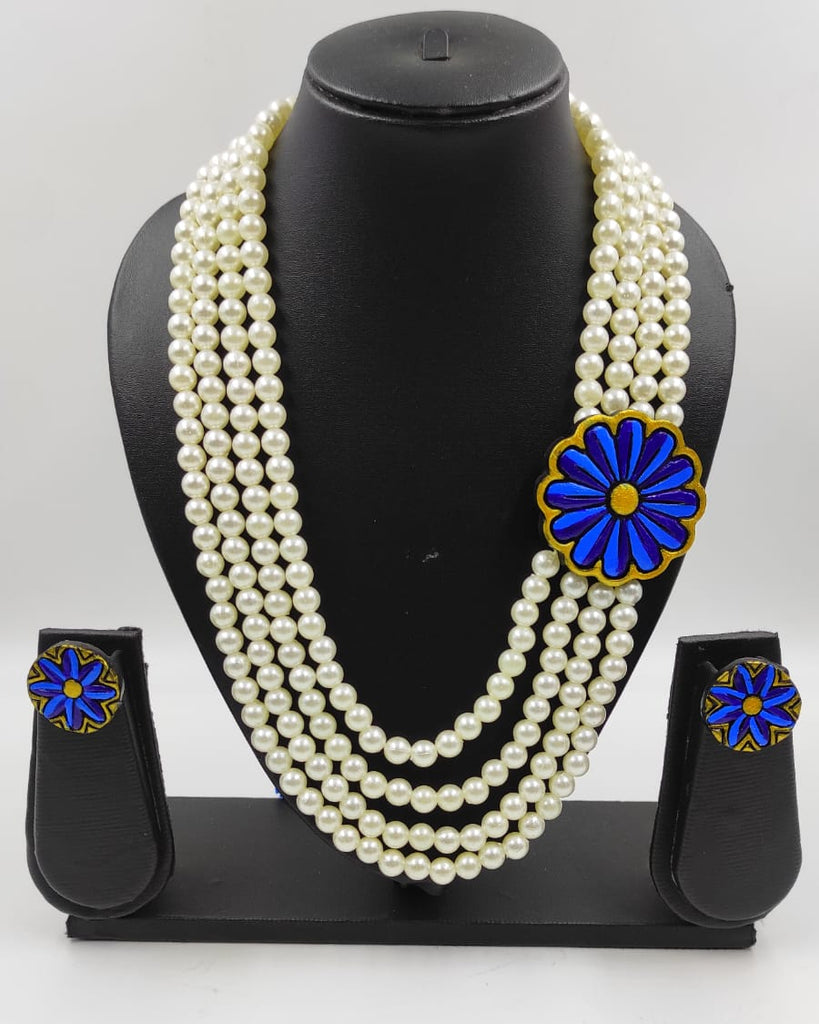 BLUE FIVE LAYER HANDMADE TERRACOTTA JEWELLERY