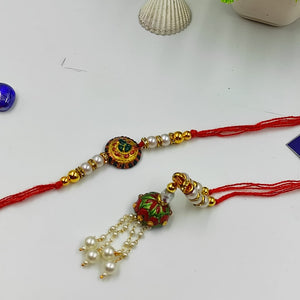 HANDMADE TERRACOTTA ROUND GANESH COUPLE RAKHI