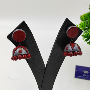 MAROON HANDMADE TERRACOTTA JHUMKI