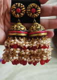 RED GOLDEN BIG JHUMKI WITH LOREAL