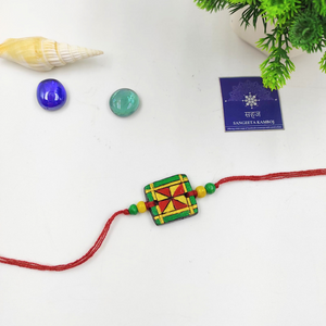 HANDMADE TERRACOTTA SQUARE RAKHI