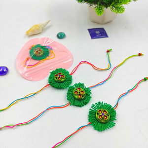 HANDMADE TERRACOTTA GREEN THREAD RAKHI (ONE PIECE)