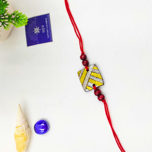 GOLDEN SILVER SQUARE RAKHI