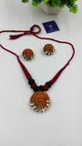 MAROON TERRACOTTA KANTHI SET WITH KUNDAN