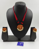 MAROON TERRACOTTA KANTHI SET WITH KUNDAN