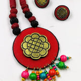 RED HANDMADE TERRACOTTA FABRIC SET