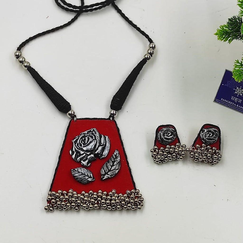 ROSE HANDMADE TERRACOTTA FABRIC JEWELLERY