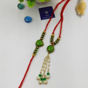 HANDMADE TERACOTTA PARROT GREEN BHAI BHABHI RAKHI