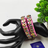 PINK SILVER HANDMADE TERRACOTTA BANGLES