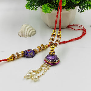 HANDMADE TERRACOTTA PURPLE COUPLE RAKHI