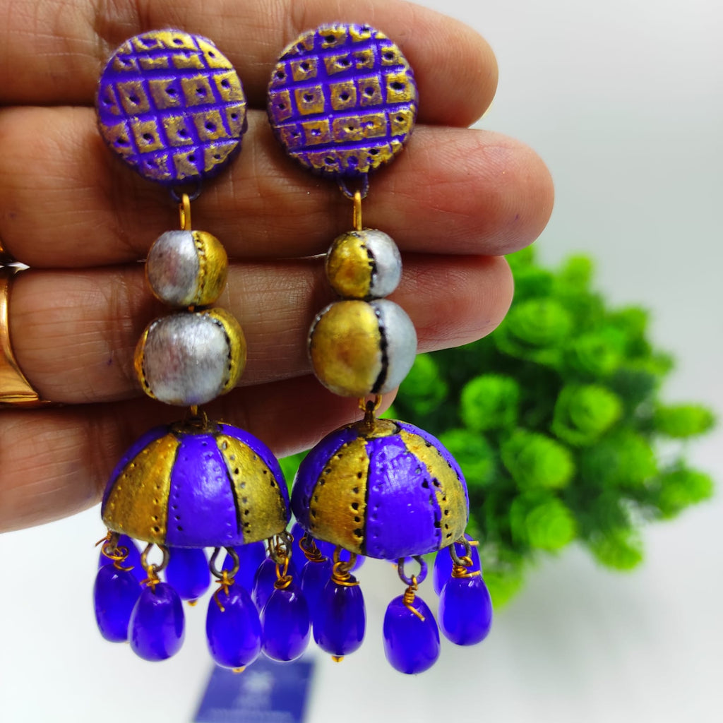 PURPLE TERRACOTTA JHUMKI Sahaj by Sangeeta Kamboj