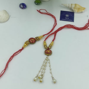 HANDMADE TERRACOTTA RED COUPLE RAKHI