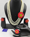 HANDMADE TERRACOTTA FLOWER SET WITH PEARL