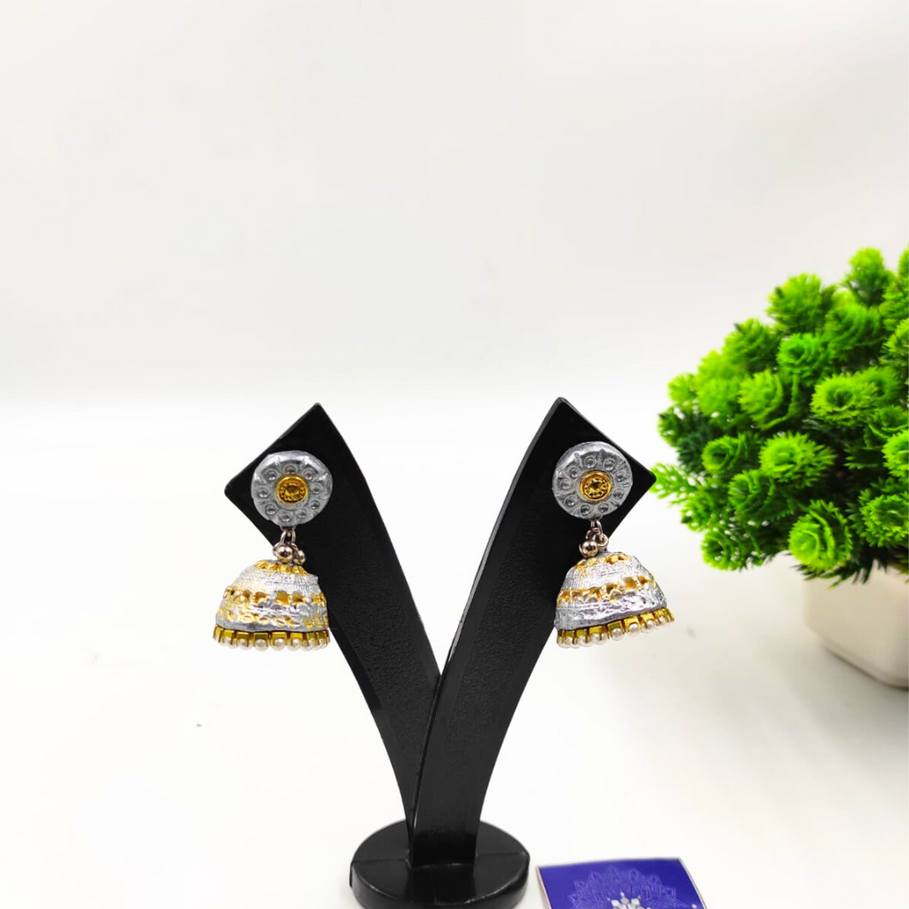 SILVER HANDMADE TERRACOTTA JHUMKI
