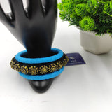 GREEN AND BLACK HANDMADE TERRACOTTA BANGLES(combo of terracotta and fabric)