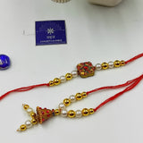 HANDMADE TERRACOTTA RED STONE  COUPLE RAKHI